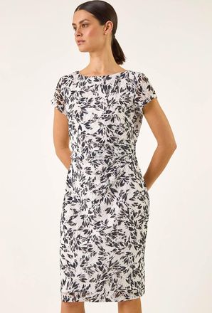 Roman Heart Print Lace Stretch Dress