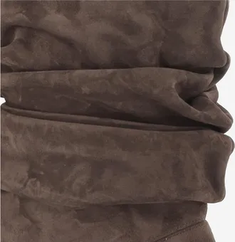 Amina Muaddi Womens Boots Jamie Suede Brown Leather