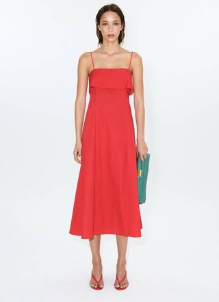 Mango Vestito midi svasato rosso - Donna - XXS - MANGO