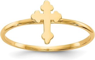 Diamond2Deal 14k Yellow Gold Polished Cross Ring