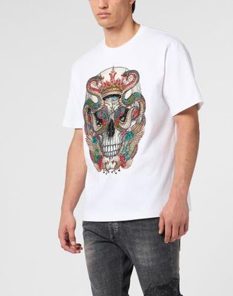 Philipp Plein Round Neck T-Shirt King Of Snakes Stones Men in White at Nordstrom, Size Xx-Large