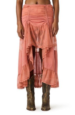 Steve Madden Allesandria Lace Detail High Low Skirt in Canyon Rose at Nordstrom, Size X-Small