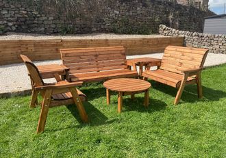 Charles Taylor Trading Seven Seater Balmoral Set with Round Coffee Table in Brown