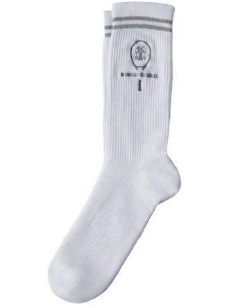 Brunello Cucinelli Sokken met geborduurd logo - Wit