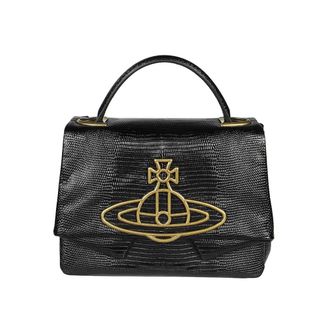 Vivienne Westwood Stijlvolle Handtas met geknoopte klep - unisex - Handtassen - Zwart - ONE Size - Leer - Tassen