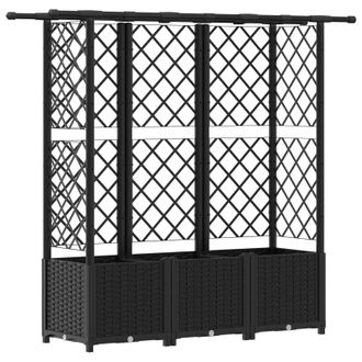 vidaXL Cama Elevada Con Trellis Y Techo Negro 162,5 X 40 X 138 Cm Pp Vidaxl