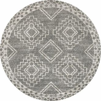 Jonathan Y Designs Amir Moroccan Beni Souk Round Area Rug in Gray/cream at Nordstrom, Size 4Ft 0In X 4Ft 0In