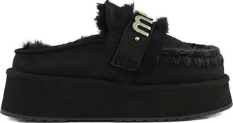 Mou logo-detail platform mules - Black