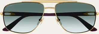 Cartier Mens Gradient-Lens Aviator Sunglasses