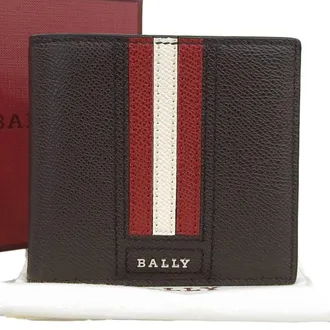 Bally Dark Brown Red Color White Leather Wallet (Bi-Fold) (Pre-Owned)