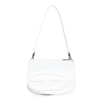 Diesel Shoulder Bags, female, White, Size: ONE SIZE White Leather Shoulder Bag with Oval D Logo
