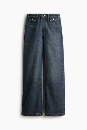 H&M Wide High Jeans - Dunkles Denimblau