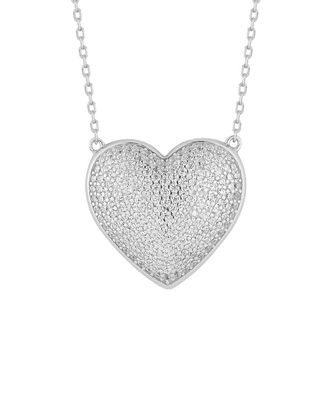 Glaze Jewelry Silver Cz Pave Puffed Heart Necklace