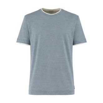 Eleventy T-Shirts, male, Blue, Size: XL Short-sleeved T-shirt