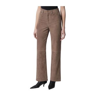 Rotate ROTATE Birger Christensen, Wide Trousers, female, Brown, Size: XS Straight Suede Pants