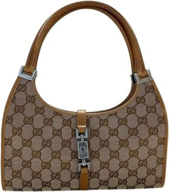 Gucci Pre-owned Canvas Shoulder Bag - Dames - Vintage Schoudertas - Bruin - ONE Size - Leer - Vintage