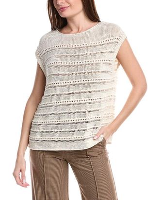 Lafayette 148 New York Bateau Neck Open Stitch Pullover