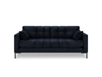 BLOOMINGLOFT 3-Sitzer Designsofa Mamaia Samt - Beine Schwarz