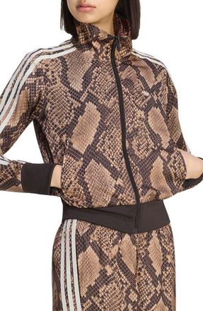 adidas Originals Snakeskin Print Track Jacket in Linen/magic Beige at Nordstrom, Size Xx-Small