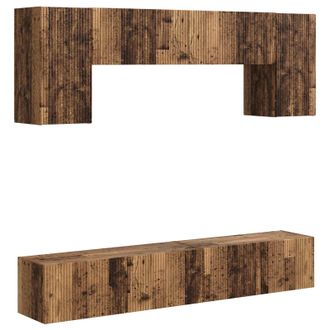 vidaXL Conjunto De Mueble De Tv Montaje En La Pared 4 Pcs Madera Vieja Vidaxl