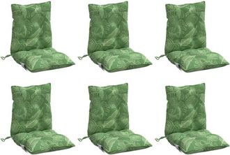 vidaXL Cojines Para Silla Respaldo Bajo 6 Uds Tela Estampado De Hojas Vidaxl