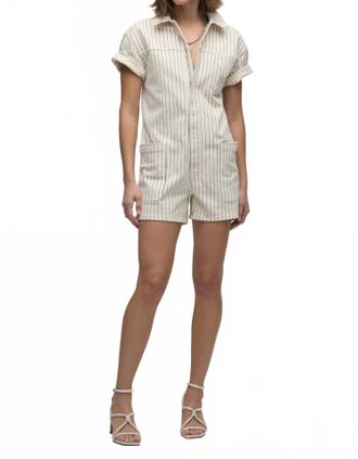 Hudson Boyfriend Romper In Ecru Stripe