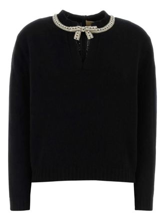 Valentino Garavani V-neck embellished sweater - Zwart