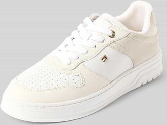Tommy Hilfiger Low Top Sneaker mit echtem Lederbesatz in Weiss, Größe 36