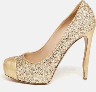 Nicholas Kirkwood Gold Glitter And Leather Cap-Toe Pumps