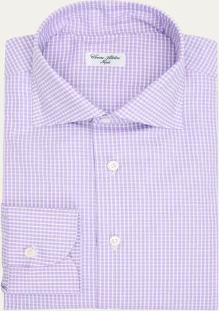 Cesare Attolini Mens Micro-Graph Check Dress Shirt