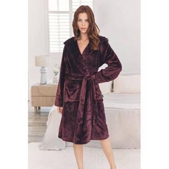 Chelsea Peers fleece badjas met capuchon donkerrood