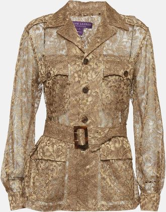 Ralph Lauren Collection Gold Lace Belted Sheer Shirt