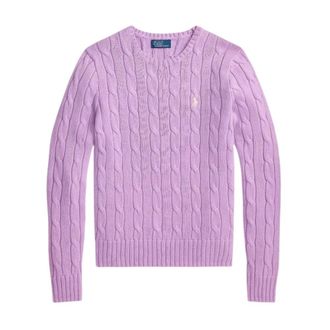 Ralph Lauren Round-neck Knitwear, female, Purple, Size: L Bright Aster Round-neck Knitwear
