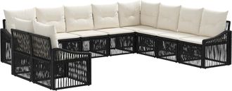 vidaXL Conjunto De Sof&aacute;s De Jard&iacute;n 10 Uds. Negro Rat&aacute;n Sint&eacute;tico Vidaxl
