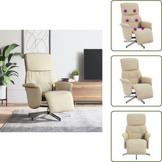 vidaXL Massaggio con vibrazione - vidaXL Poltrona Reclinabile Massaggiante con Poggiapiedi Crema Tessuto - Ergonomia