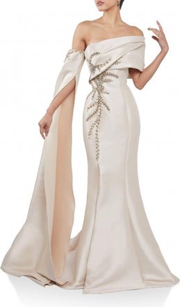 Terani Couture Long Formal Mermaid Prom Dress In Champagne