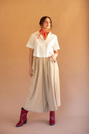 Kalalou Pleated Wide-Leg Elastic Waist Pant