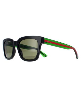 Gucci Rectangle Mens Black and Green With Red Stripe GG0001SN - One Size