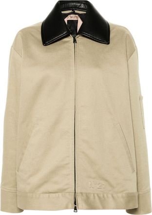 N°21 embossed-logo cotton jacket - women - Cotton/Elastane/Polyester - S - Neutrals