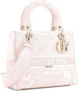 Dior Toile de Jouy Lady D-Lite Bag Embroidered Canvas tote bag - Roze