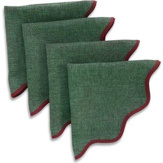 Solino Home Linen Dinner Napkins - Giselle Scallop Edge, 20 Round in Red Garnet And Forest Green at Nordstrom, Size Large