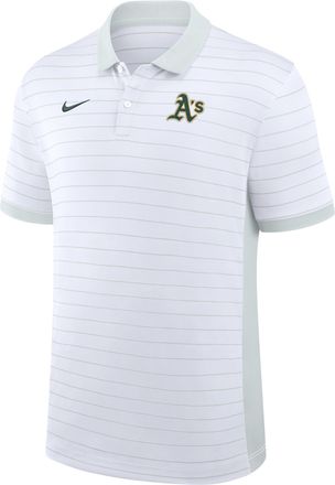 Nike Athletics Authentic Collection Striped Victory Nike Mens Dri-FIT MLB Polo in White | 03BG0GJCFZ-P81