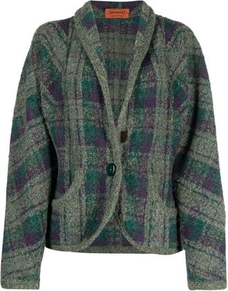 Missoni 1980s balloon sleeves plaid jacket - women - Wool/Mohair/Nylon/Rayon - L - Green
