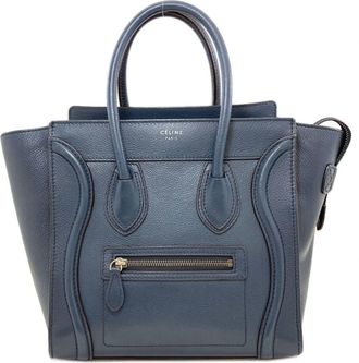 Celine Luggage Blue Leather Tote Bag (Pre-Owned)