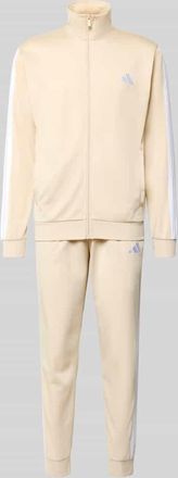 adidas Regular Fit Sweat-Anzug mit Kontraststreifen in Beige, Gr&ouml;&szlig;e XXL