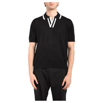 Paolo Pecora Polo Shirts, male, Black, Size: 3XL V-Neck Polo Shirt