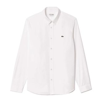 Lacoste Elegant Katoenen Overhemd - Heren - Casual Overhemden - Wit - 3XL - Katoen - Overhemden