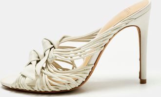 Alexandre Birman White Leather Dallas Strappy Sandals