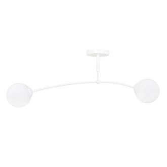 Wonderlamp Plaf&oacute;n de techo 2 luces minimalista blanca con esferas de cristal