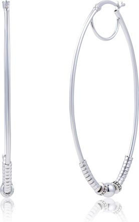 MAX + STONE 925 Sterling Silver Balinese Oval Hoop Earrings